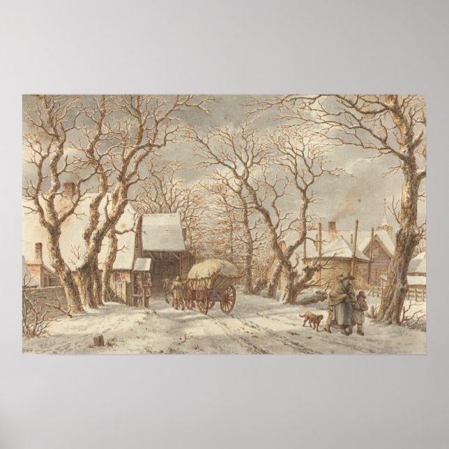 Farmyard in Winter - Jacob Cats Fine Art Poster (Front)