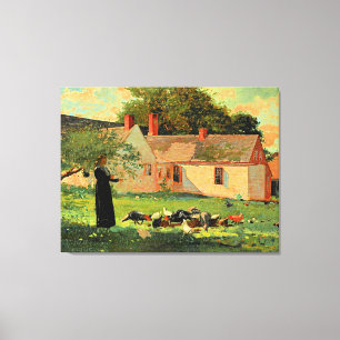 Farmyard Scene, famous artwork by Winslow Homer, Canvas Print