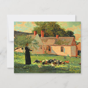 Farmyard Scene, famous artwork by Winslow Homer Card