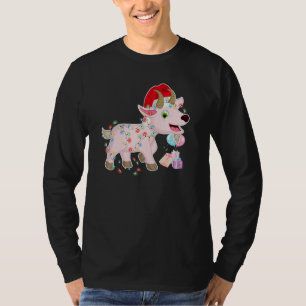Farmzone Black Goat Christmas Light Xmas Funny Far T-Shirt