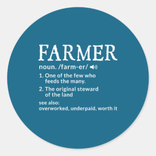 Farner Definition Funny Farmer Farming Mens Classic Round Sticker