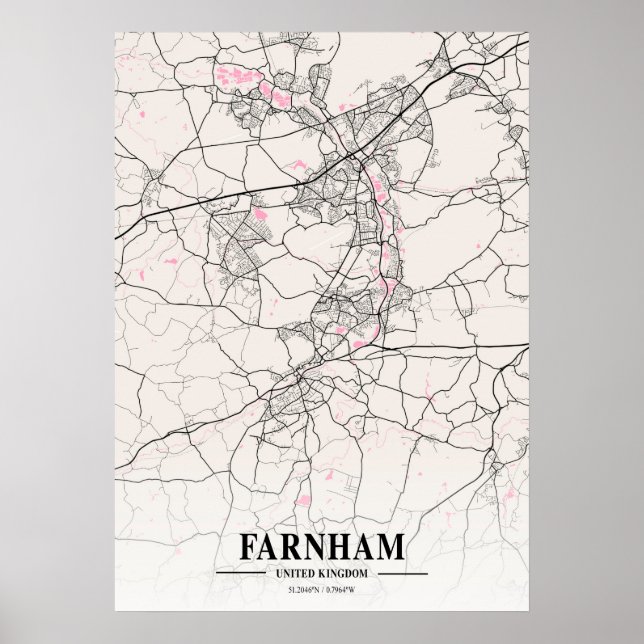 Farnham - United Kingdom Neapolitan City Map Poster (Front)
