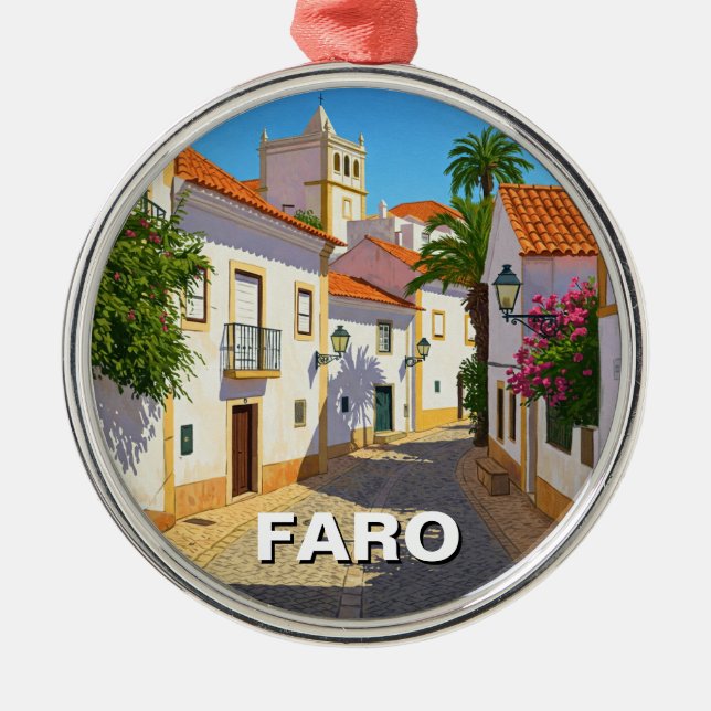 Faro Portugal Algarve Travel Metal Tree Decoration (Front)