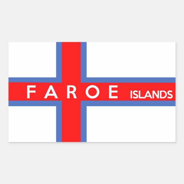 faroe islands country flag text name rectangular sticker (Front)