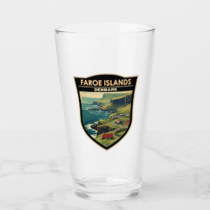 Faroe Islands Denmark Travel Art Vintage Glass