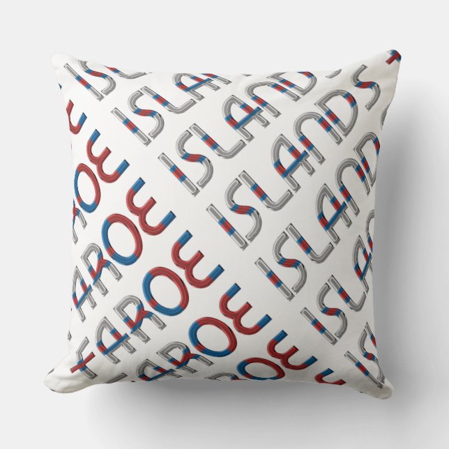 Faroe Islands Flag Colours Typography Souvenir Cushion (Front)