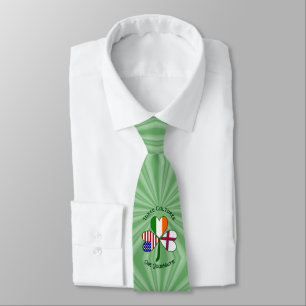 Faroe Islands Ireland USA Flags Shamrock Your Name Tie