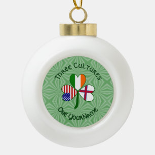 Faroe Islands Ireland USA Shamrock Personalised  Ceramic Ball Christmas Ornament
