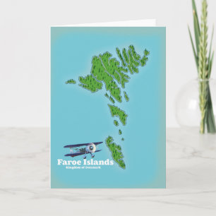 Faroe Islands Kingdom of Denmark map Holiday Card