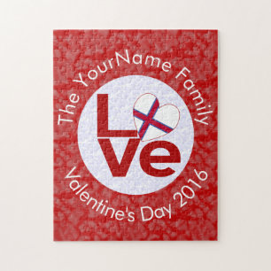 Faroe Islands Red LOVE Flag Personalised Jigsaw Puzzle