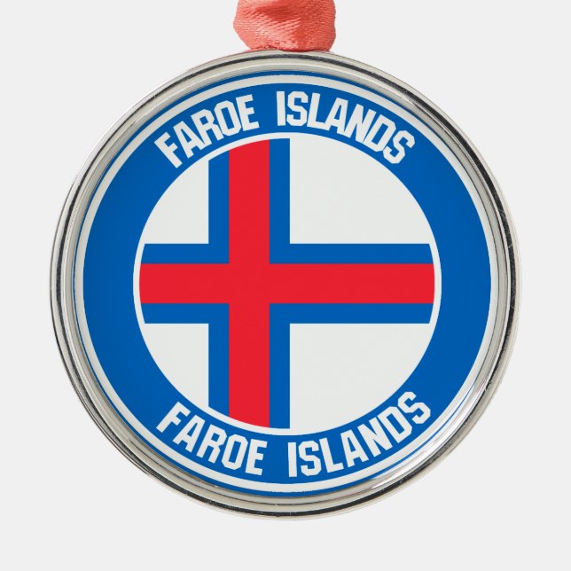 Faroe Islands Round Emblem Metal Tree Decoration (Front)