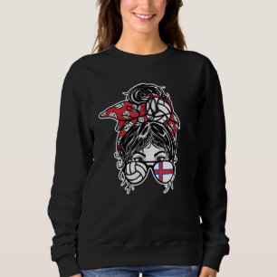 Faroe Islands Volleyball Faroese Messy Bun Hair Sweatshirt