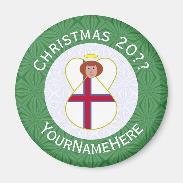 Faroese Angel Christmas Flag Personalised  Magnet (Front)