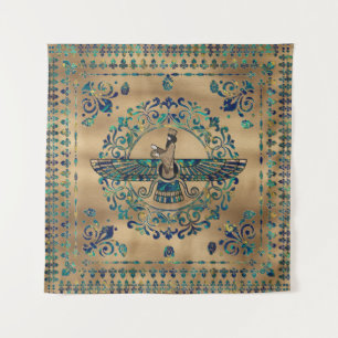 Farohar - Faravahar - Fravashi Marble and Gold Tapestry