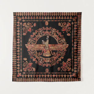 Farohar - Faravahar - Fravashi Marble and Gold Tapestry