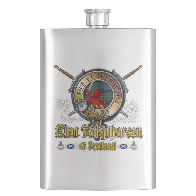 Farquharson Clan Badge Hip Flask (Front)