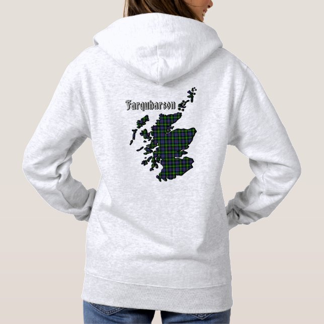 Farquharson Clan Badge & Tartan w/Motto Hoodie (Back)