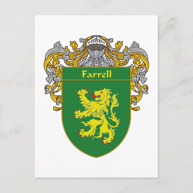 Farrell Coat of Arms (Mantled) Postcard (Front)