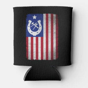 Farrier American Flag Horseshoe Horseshoeing Can Cooler