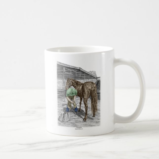 Farrier Blacksmith Trimming Horse Hoof Coffee Mug (Right)