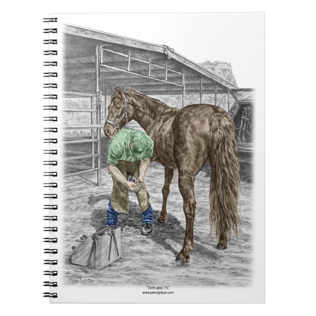 Farrier Blacksmith Trimming Horse Hoof Notebook (Front)
