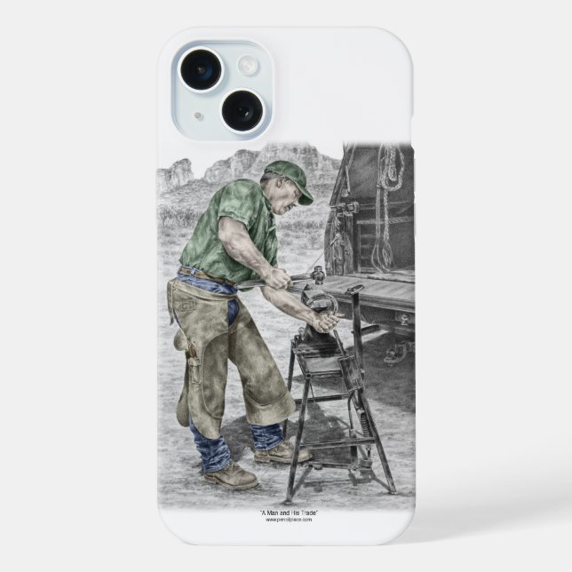Farrier Blacksmith Using Anvil iPhone Case (Back)