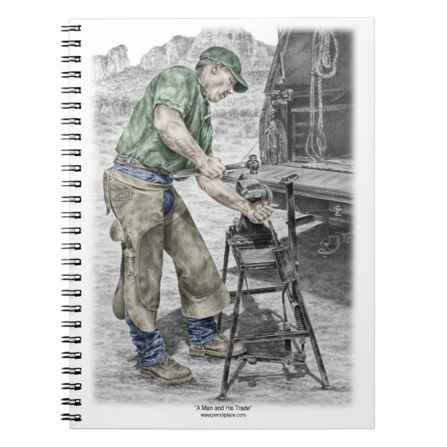Farrier Blacksmith Using Anvil Spiral Notebook (Front)