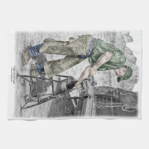Farrier Blacksmith Using Anvil Tea Towel