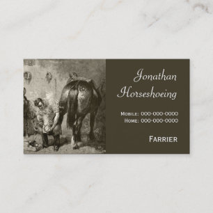Farrier fitting a hot shoe business card