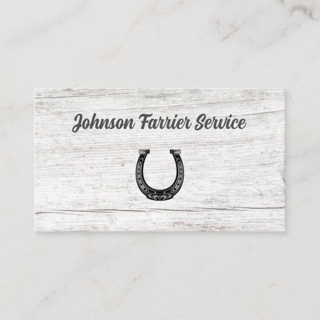 Farrier Horseshoe Service Wood Business Card (Front)