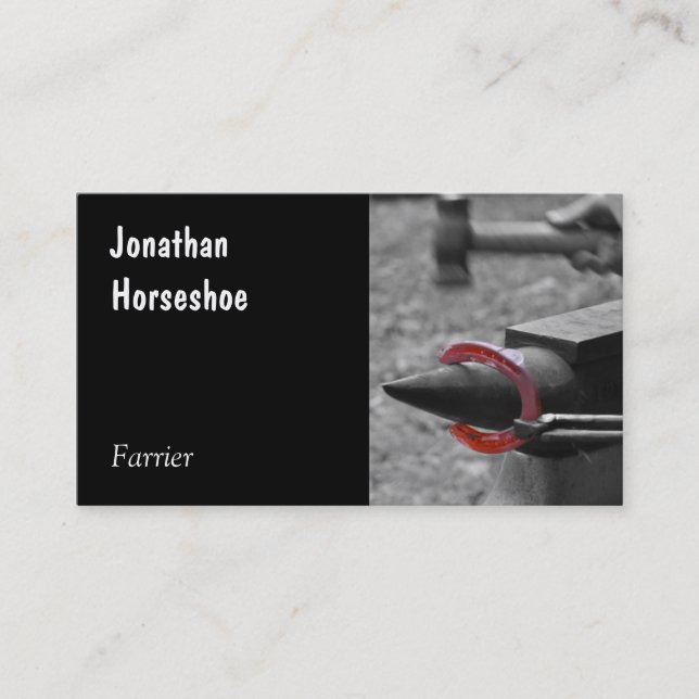 Farrier hot horseshoe business card (Front)