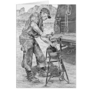 Farrier Working with Anvil Drawing by Kelli Swan