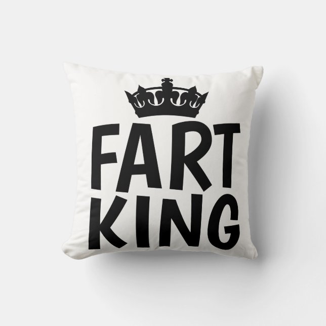 FART KING funny throw Pillows (Front)