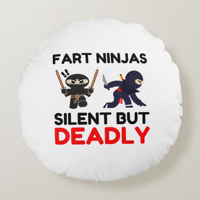 Fart Ninjas Silent But Deadly Round Cushion (Front)