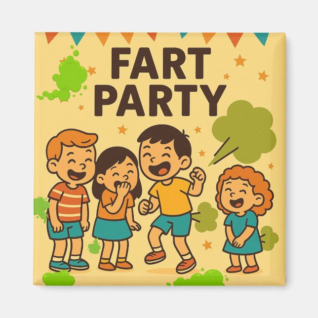 Fart Party Funny Cartoon Magnet (Front)