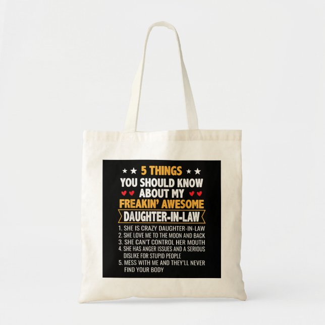 Farther And Mother In Law   From Daughter In Law Tote Bag (Front)
