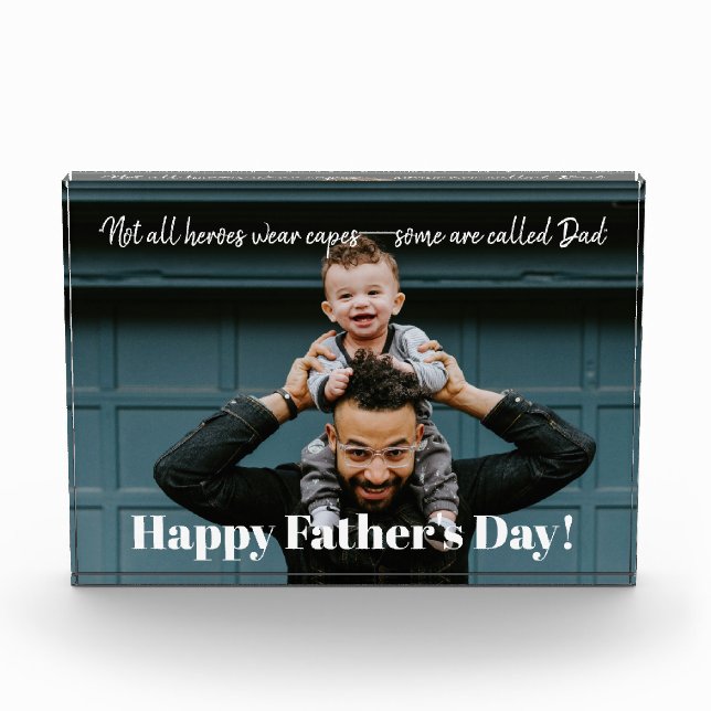 Farthers Day Dad is Hero Photo Personalised Block (Front)