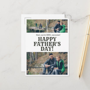 Farther's Day Fishing Reel Photo Personalised Postcard