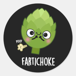 Fartichoke Funny Farting Artichoke Pun Dark BG Classic Round Sticker