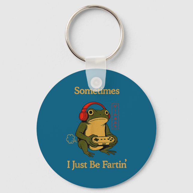 Fartin Japanese Sometimes I Gamer Frog Just Fun Key Ring (Front)