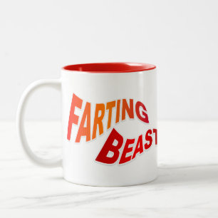 FARTING BEAST - hilarious innuendo humour Two-Tone Coffee Mug