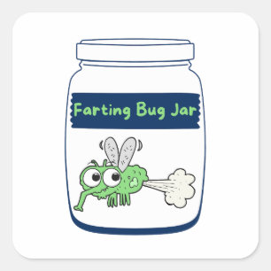 Farting Bug Jar" Whimsical Square Sticker