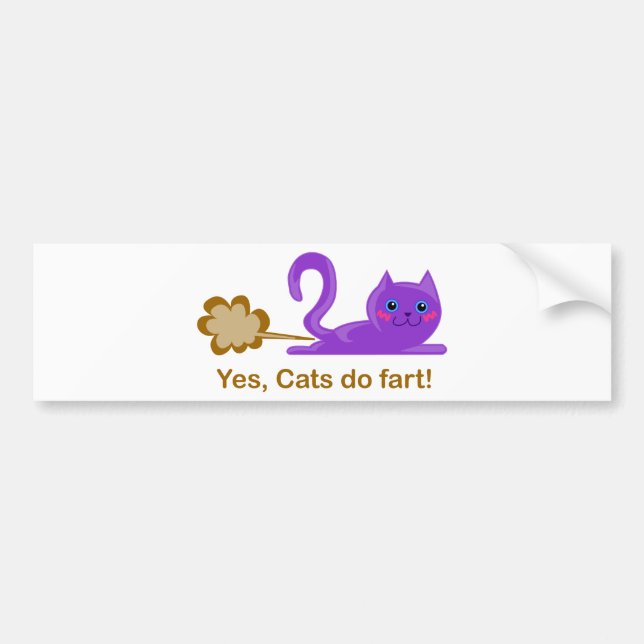 Farting cat, cat farts! bumper sticker (Front)