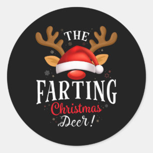 Farting Christmas Deer Pjs Xmas Family Matching  Classic Round Sticker