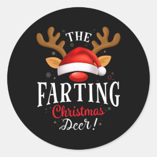 Farting Christmas Deer Pjs Xmas Family Matching  Classic Round Sticker