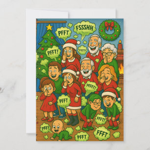 Farting Family Christmas Chaos Holiday Card