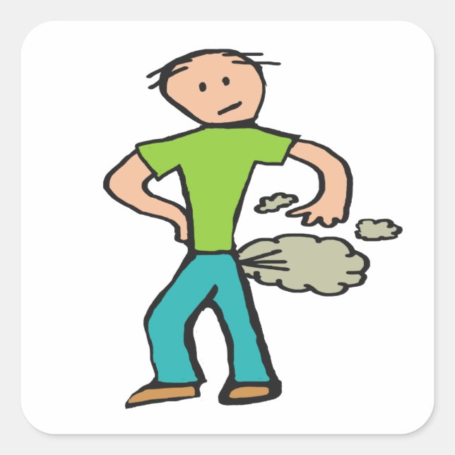 Farting Man Square Sticker (Front)