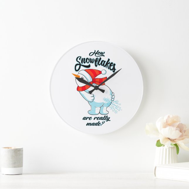 Farting Snowman How Snowflakes Are Really Made Large Clock (Home)