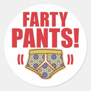Farty Pants Flowery Classic Round Sticker