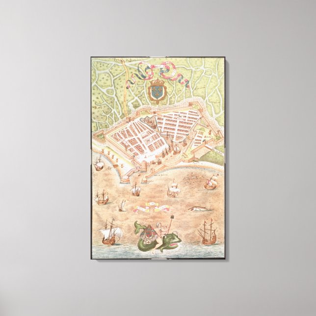 Fascimile of a Plan of Le Havre Canvas Print (Front)